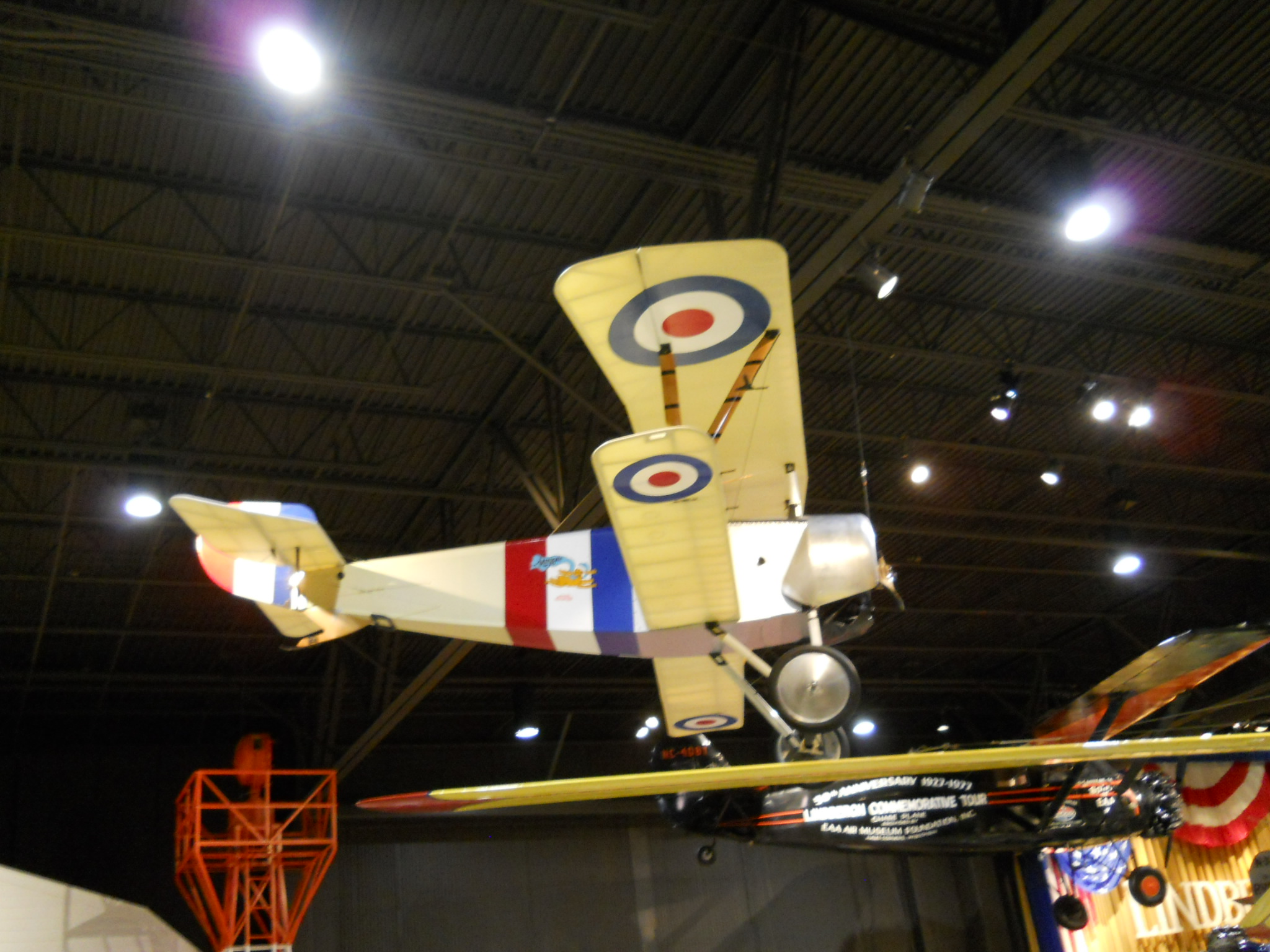 Light filtering through Nieuport 11 replica wings